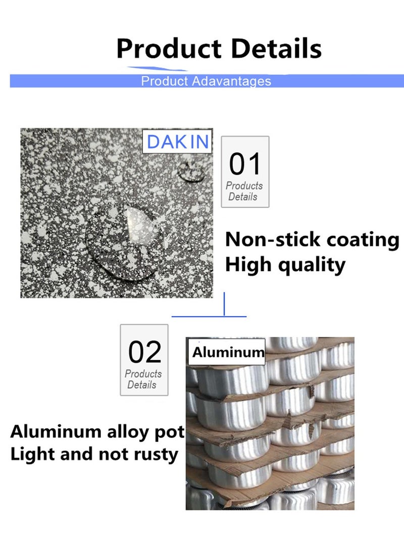 AROAQ Smart Wok Pan With Marble Coating, Aluminium Fry Pan With Heat-resistant Handle,  Steak Cooking Gas Stove Skillet Cookware Tool For Kitchen Set, (Pancake Pan) - Image 2