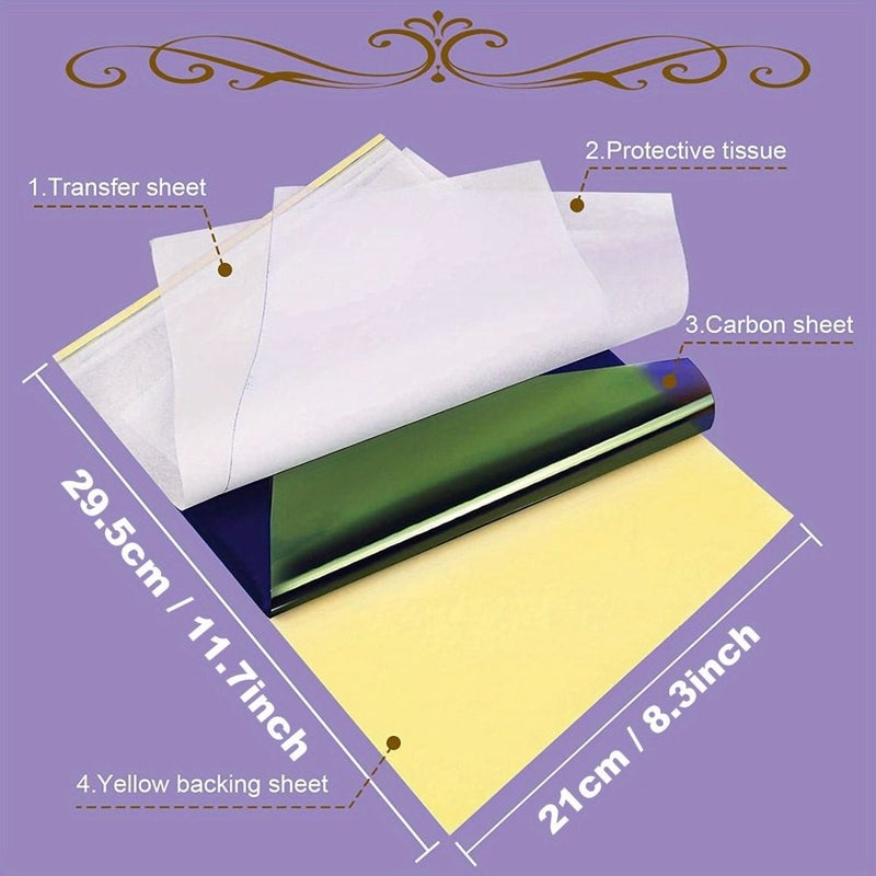 20 Pcs A4 Heat Sensitive Tattoo Transfer Paper for Machine Specific Template Durable Precise No Electricity Copying - Image 2