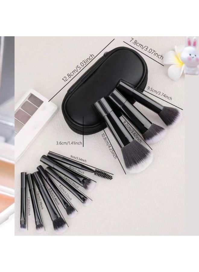 Generic Portable On The Go Makeup Brush Set, Easy-Grip Full Function Mini Cosmetic Brush Set with Brush Bag 10 brushes  - Image 3