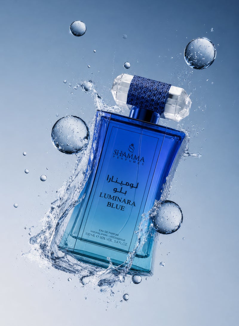 SHAMMA PERFUMES SHAMMA PERFUME Luminara Blue 100ml Perfume for Men and Women Best Long Lasting Perfume Fresh Marine Fragrance Aromatic Woody Perfume Unisex Luxury Scent Everyday Perfume Gift for Men Women Premium Perfume - Image 2