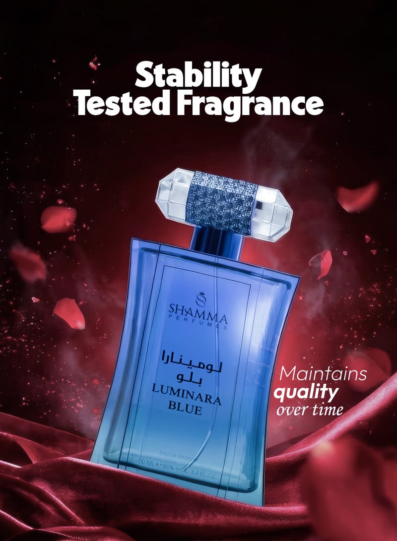 SHAMMA PERFUMES SHAMMA PERFUME Luminara Blue 100ml Perfume for Men and Women Best Long Lasting Perfume Fresh Marine Fragrance Aromatic Woody Perfume Unisex Luxury Scent Everyday Perfume Gift for Men Women Premium Perfume - Image 4