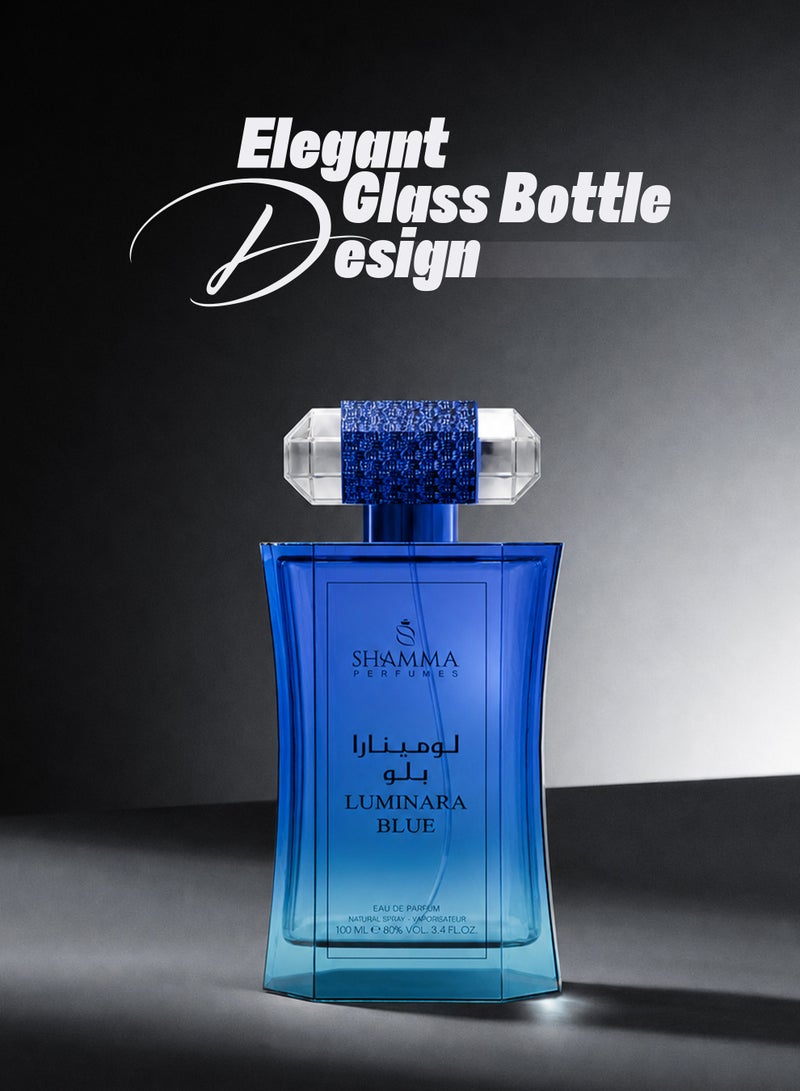 SHAMMA PERFUMES SHAMMA PERFUME Luminara Blue 100ml Perfume for Men and Women Best Long Lasting Perfume Fresh Marine Fragrance Aromatic Woody Perfume Unisex Luxury Scent Everyday Perfume Gift for Men Women Premium Perfume - Image 3