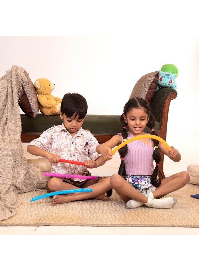 Abley's Sensory Pop Tubes, Small (14 cm) (Set of 5), Multicoloured Fidget Toys, Autism and Stress Relief | Sensory Toys, Multi-Colour Crinkly Tubes, STEM Learning and Motor Skills Development - Image 5