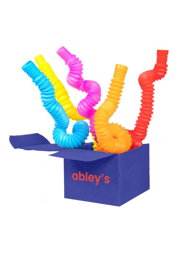 Abley's Sensory Pop Tubes, Small (14 cm) (Set of 5), Multicoloured Fidget Toys, Autism and Stress Relief | Sensory Toys, Multi-Colour Crinkly Tubes, STEM Learning and Motor Skills Development - Image 1