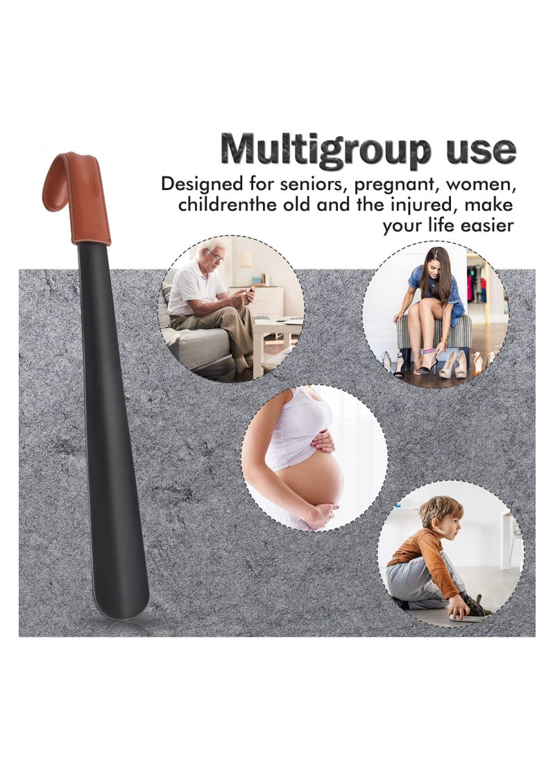 KHAJUL Shoe Horn Long Handle for Seniors,Metal Long Shoehorn Boot Horn for Boots,42CM Boot Horn with Leather Handle Extra Long Shoe Horn for Men Women Kids - Image 2