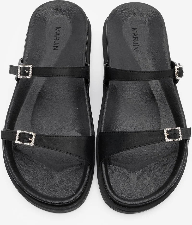 MARJIN Women's Stoned Banded Casual Slippers Esruna