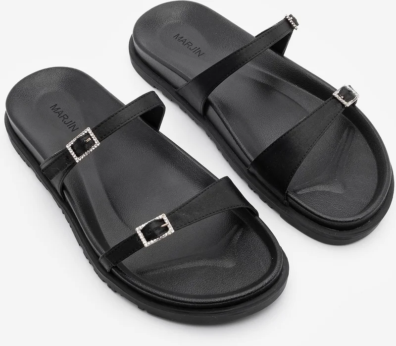 MARJIN Women's Stoned Banded Casual Slippers Esruna