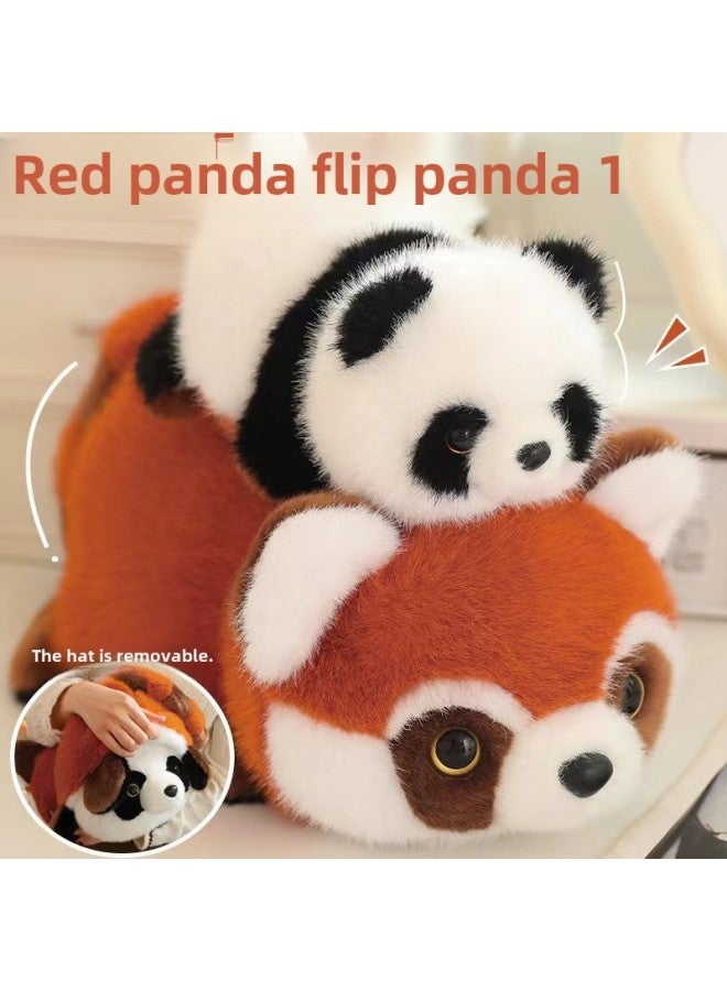 Adorable Realistic Plush Toy Raccoon Transform Birthday Gift Soft Stuffed Animal Doll Available Short Plush Material-Specifications:25cm-Color:Panda Flip Grey Penguin  - Image 4