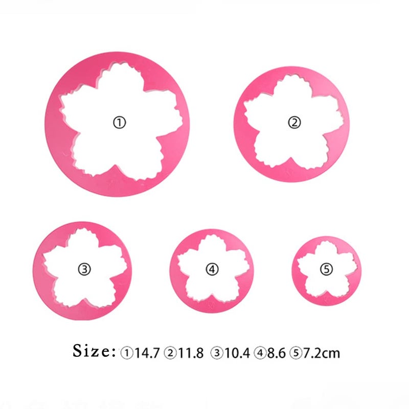 SK 5-Piece Peony Fondant Cutters Set Sugarcraft Modeling Tools Kit for Cake Decoration Red - Image 1