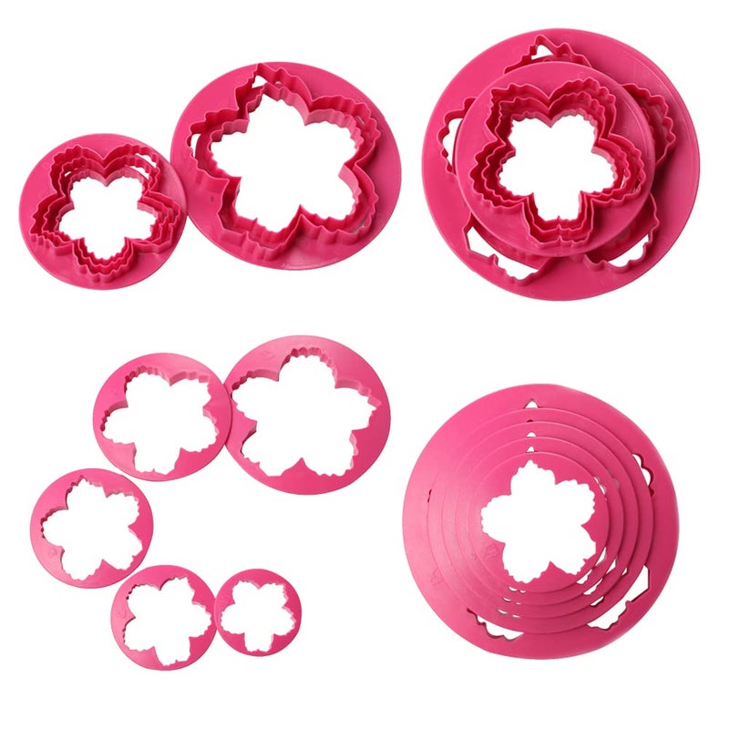 SK 5-Piece Peony Fondant Cutters Set Sugarcraft Modeling Tools Kit for Cake Decoration Red - Image 4