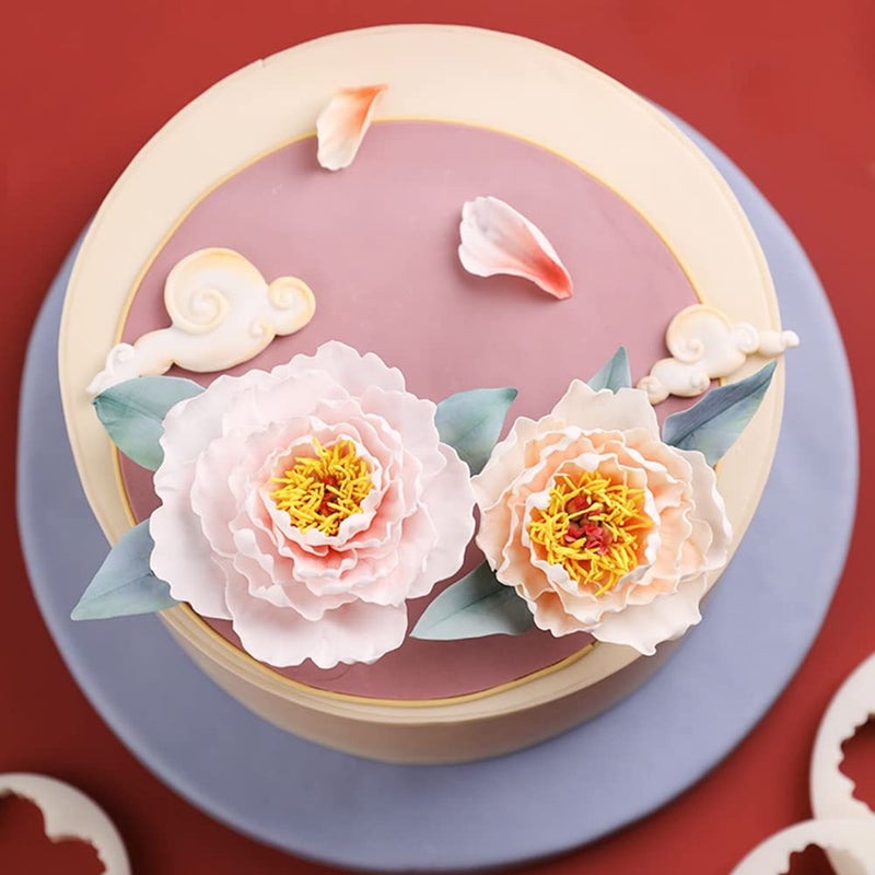 SK 5-Piece Peony Fondant Cutters Set Sugarcraft Modeling Tools Kit for Cake Decoration Red - Image 2