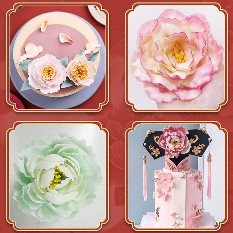 SK 5-Piece Peony Fondant Cutters Set Sugarcraft Modeling Tools Kit for Cake Decoration Red - Image 3