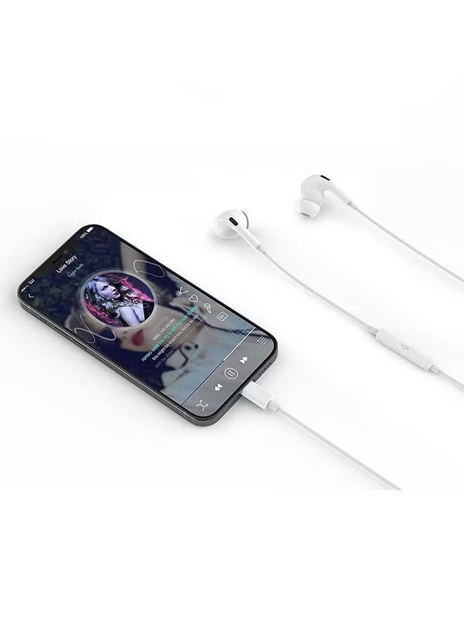 NH White Type-C Wired In-Ear Earbuds for iPhone with Microphone, Bluetooth-Free, Compatible with iPhone/iPad & Other Type-C Port Devices - Image 2