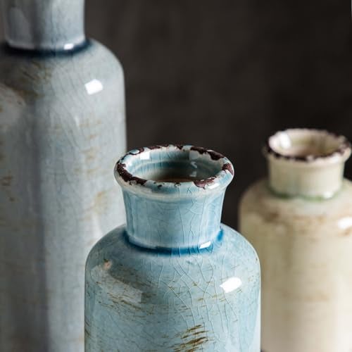 CwlwGO- Ceramic Vase 3 Piece Set, Small Flower vases for Home Decoration, Modern Farmhouse Decoration, Living Room,Table Shelf, Centerpieces, Fireplace and Entrance Decorations-Multicolor. - Image 5