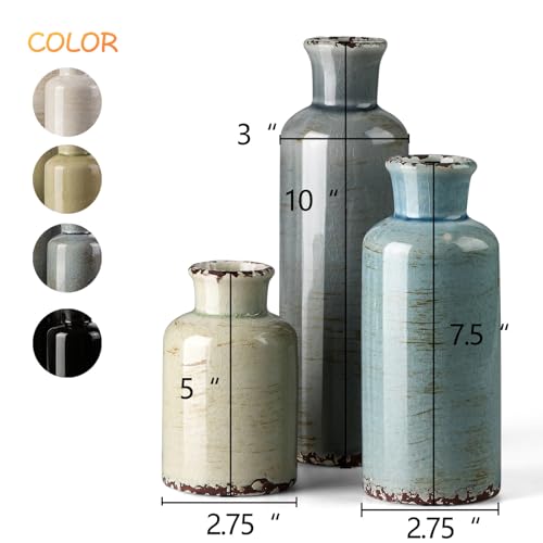 CwlwGO- Ceramic Vase 3 Piece Set, Small Flower vases for Home Decoration, Modern Farmhouse Decoration, Living Room,Table Shelf, Centerpieces, Fireplace and Entrance Decorations-Multicolor. - Image 2