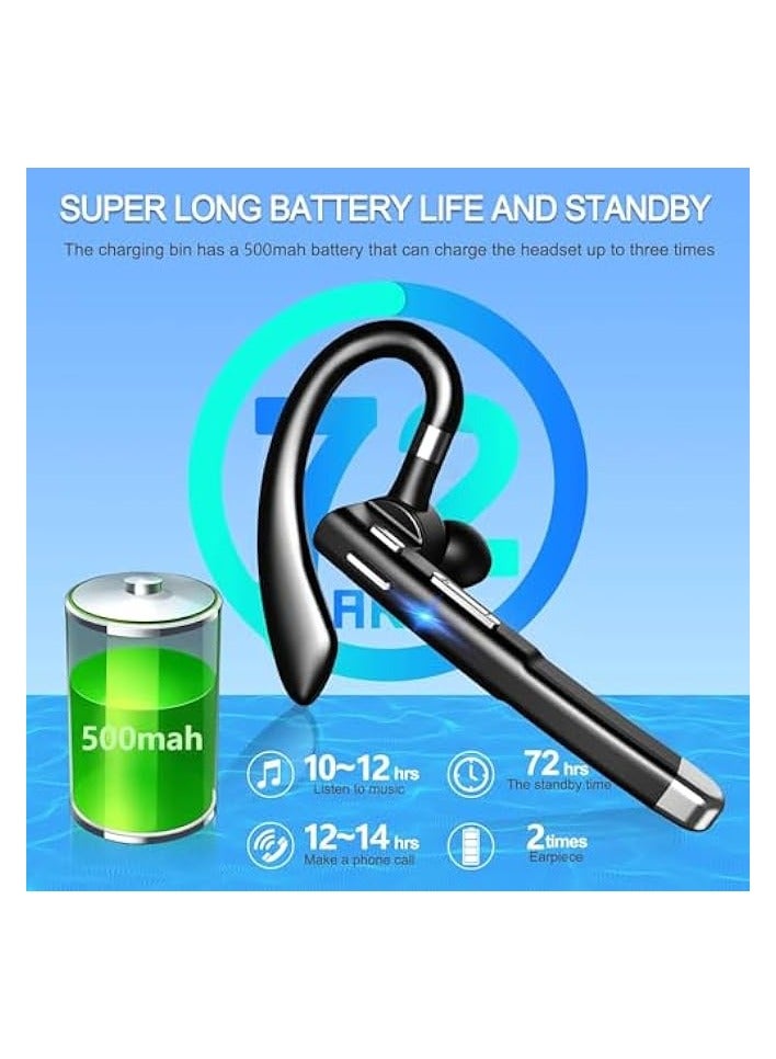 بروماس سماعة بلوتوث للهواتف المحمولة، وقت استعداد يصل إلى 180 ساعة مع علبة شحن LED، ميكروفون قابل للدوران 270 درجة، تحكم باللمس بدون استخدام اليدين، وإصدار بلوتوث 5.1 - Image 4