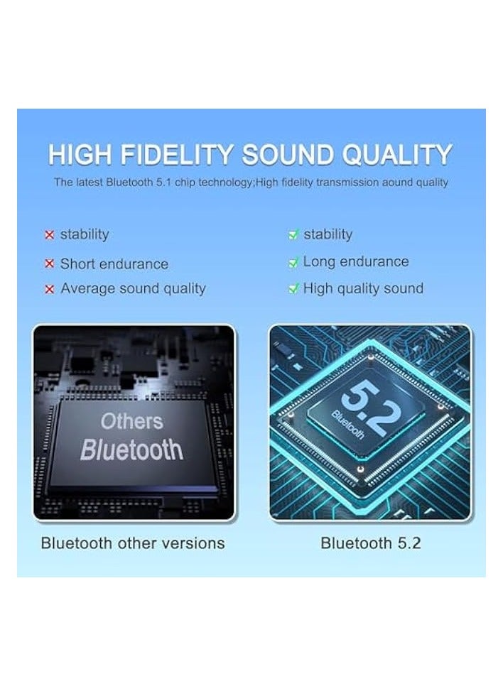 بروماس سماعة بلوتوث للهواتف المحمولة، وقت استعداد يصل إلى 180 ساعة مع علبة شحن LED، ميكروفون قابل للدوران 270 درجة، تحكم باللمس بدون استخدام اليدين، وإصدار بلوتوث 5.1 - Image 2