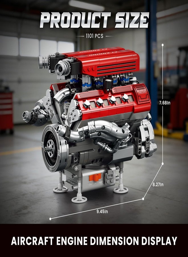 Reobrix V8 Engine Model Building Kit for Adults, V8 Engine Model that Runs, Physical Science Experiment Kit for Adults, Collectible Car Engine Engineering Building Block,STEM Gifts for Car Lovers 14+ - Image 4