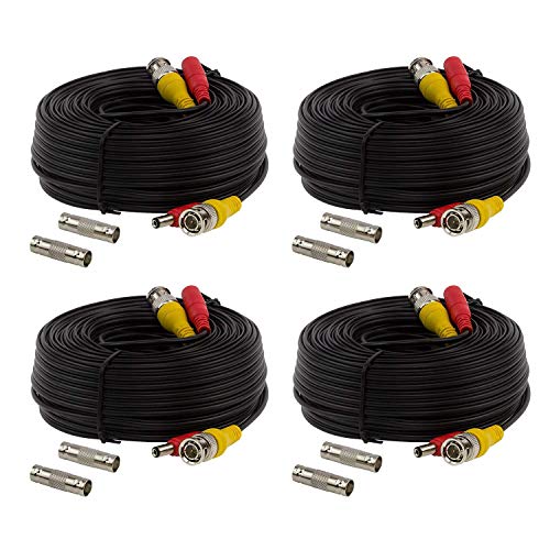 InstallerCCTV Security Camera Extension Cable 100Ft 4 Packs with Connectors, Video and Power All in one Siamese Cable for Surveillance CCTV DVR System - Image 2
