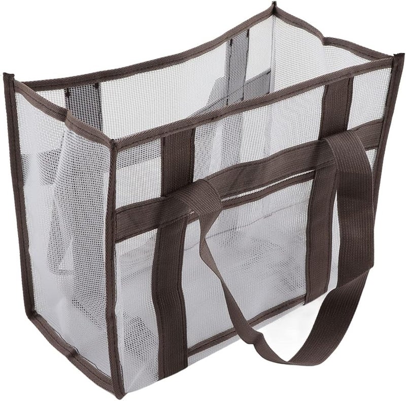 حقيبة شاطئ كبيرة الحجم قابلة للطي من قماش أكسفورد شبكي للتخزين في الهواء الطلق وحمام السباحة والسفر - Image 3