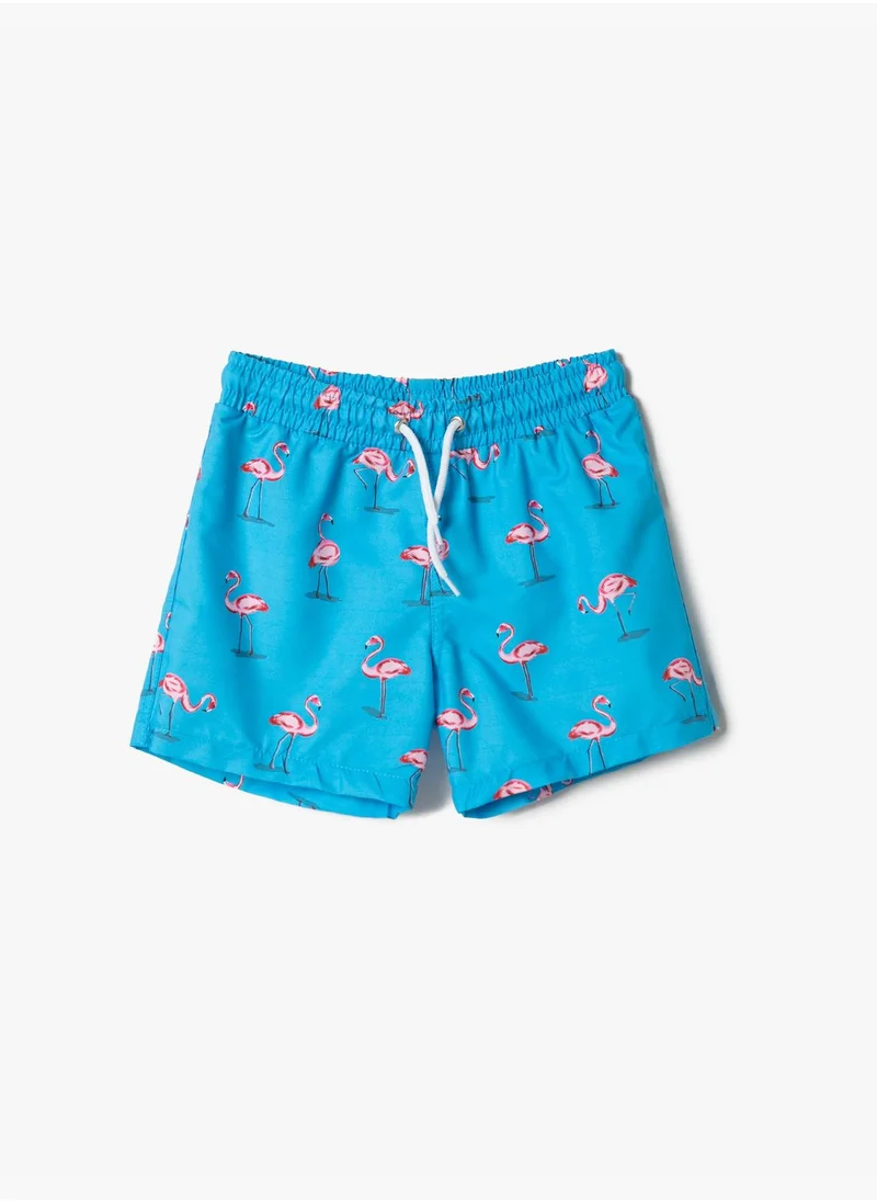 KOTON Swimsuit Drawstring Flamingo Printed