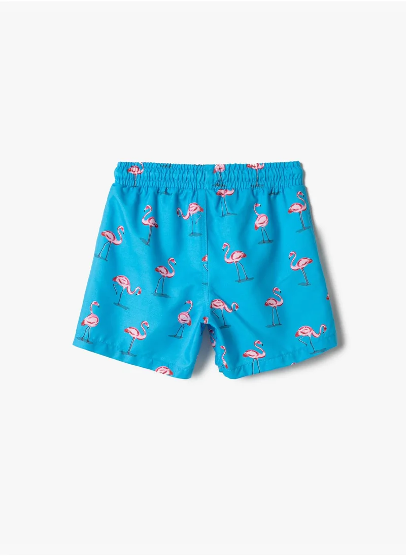 KOTON Swimsuit Drawstring Flamingo Printed