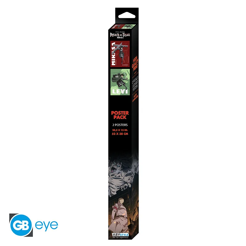 ABYstyle Attack on Titan Levi & Mikasa 2-Pack Posters (52x38cm)