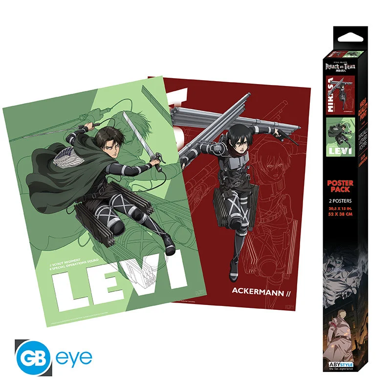 ABYstyle Attack on Titan Levi & Mikasa 2-Pack Posters (52x38cm)