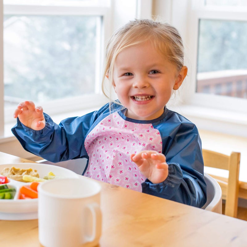 green sprouts Easy-wear Long Sleeve Bib | Waterproof Protection | Flipped Pocket, Soft Material, Easy Clean Smock - Image 2