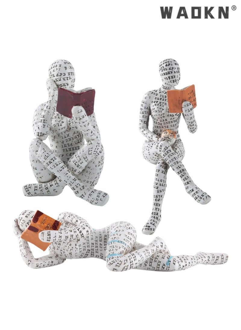 WAOKN Home Decor Pulp Reading Women Thinker Statue Aesthetic Sculpture Room Decor Modern Abstract Decoration on Shelf Table Desk 3 Pack  - Image 1