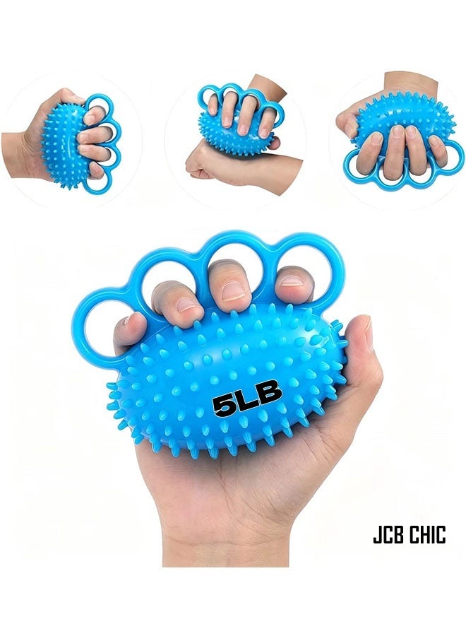 JCB CHIC Hand Grip Strengthener Finger Exerciser Training Ball,5LB Spiky Massage Hand Ball Finger Stretcher,Hand Strength Trainer for Arthritis, Rehabilitation, Stress Relief - Image 1