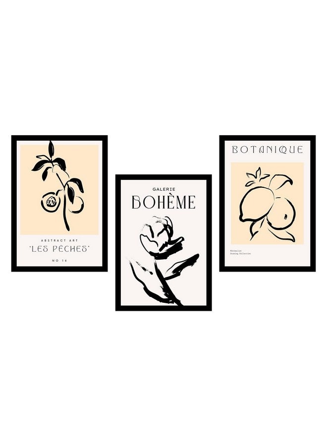 MyTees BOHO Set of 3 BOHO Modern Art Premium Brown frame Bohemian Painting for Wall Decoration Digital Reprint 13.5 inch x 10.5 inch Bohemian Painting (With Frame, Pack of 3) - Image 1