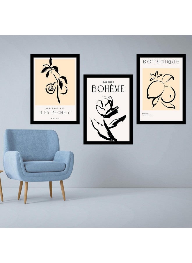 MyTees BOHO Set of 3 BOHO Modern Art Premium Brown frame Bohemian Painting for Wall Decoration Digital Reprint 13.5 inch x 10.5 inch Bohemian Painting (With Frame, Pack of 3) - Image 2