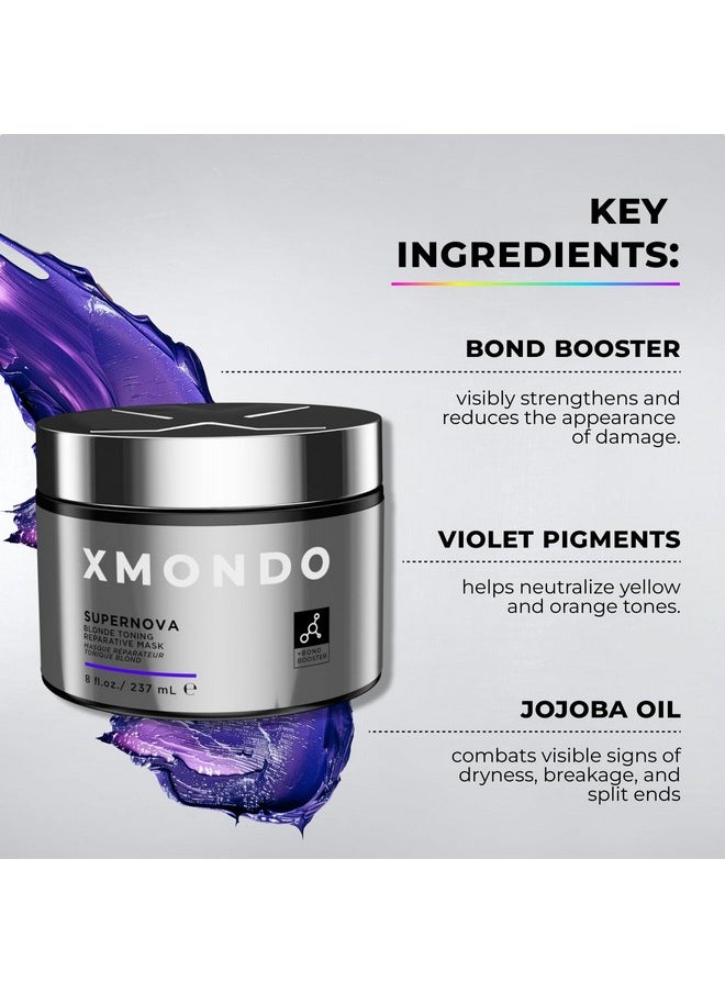 XMONDO XMONDO Hair Supernova Blonde Toning Reparative Mask | Vegan Formula Reduces Unwanted Brassy & Yellow Tones on Blonde, Highlighted, and Gray Hair | 8 Fl Oz, 1-Pack  - Image 4
