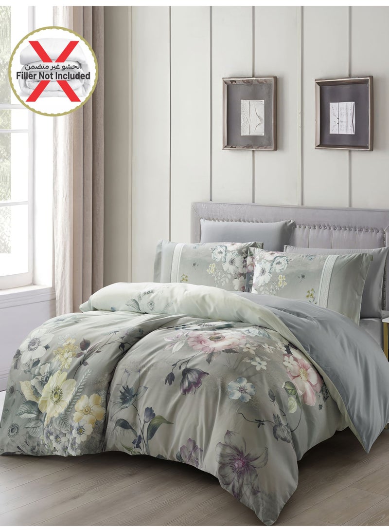 Donetella Digital Print Duvet cover Set, King Size Fits 200x200 cm - 6-Pcs Bed Set, ,Emirate Collection, Microfiber - 1 Duvet Cover, 1 Fitted Sheet, 2 Pillow Shams, 2 Pillowcases (Filler Not Include) - Image 2