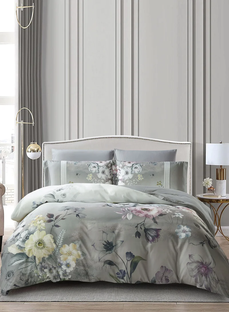 Donetella Digital Print Duvet cover Set, King Size 220x240 cm - 6-Pcs Bed Set, ,Emirate Collection, Microfiber - 1 Duvet Cover, 1 Fitted Sheet, 2 Pillow Shams, 2 Pillowcases (Filler Not Include)