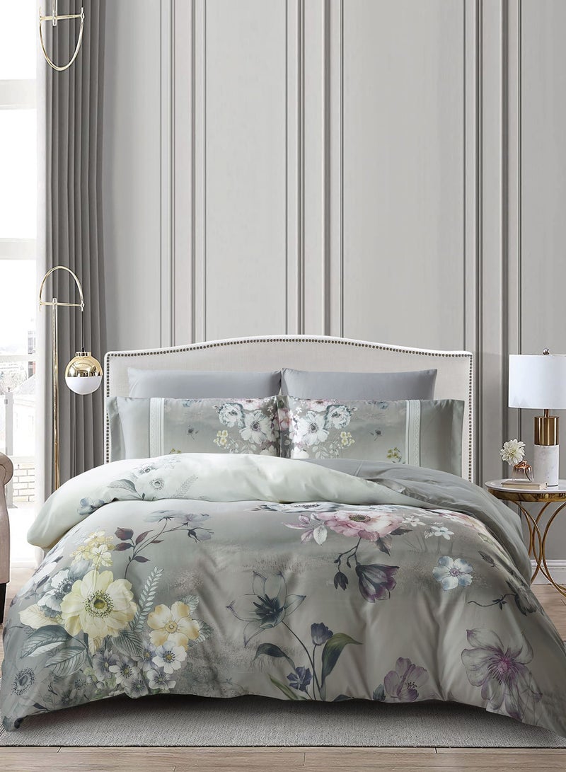 Donetella Digital Print Duvet cover Set, King Size Fits 200x200 cm - 6-Pcs Bed Set, ,Emirate Collection, Microfiber - 1 Duvet Cover, 1 Fitted Sheet, 2 Pillow Shams, 2 Pillowcases (Filler Not Include) - Image 1