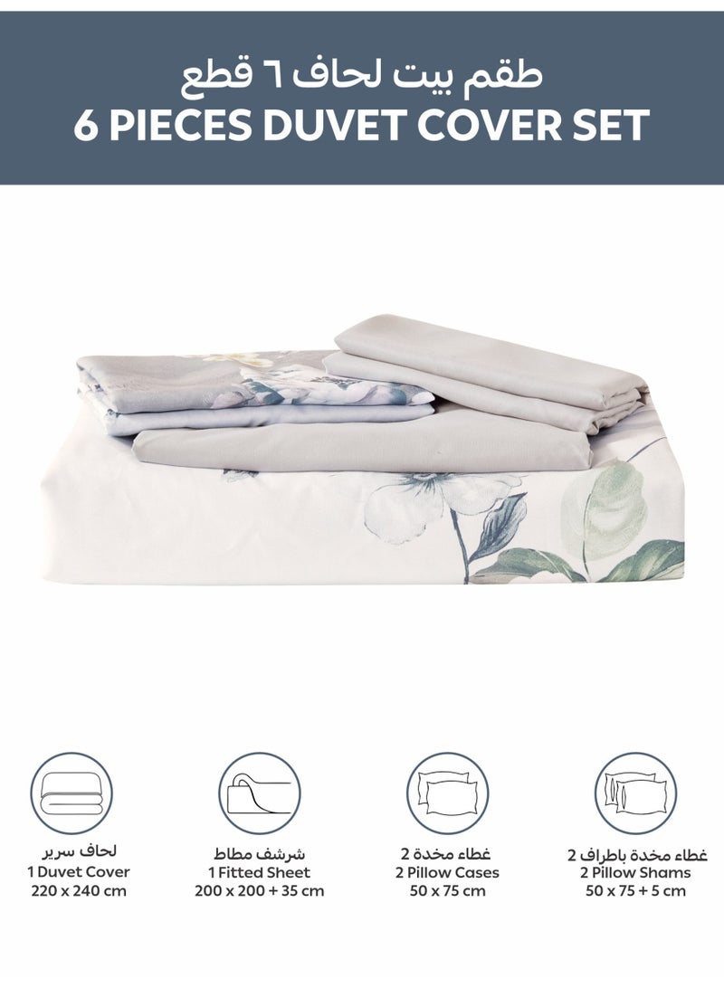 Donetella Digital Print Duvet cover Set, King Size Fits 200x200 cm - 6-Pcs Bed Set, ,Emirate Collection, Microfiber - 1 Duvet Cover, 1 Fitted Sheet, 2 Pillow Shams, 2 Pillowcases (Filler Not Include) - Image 3