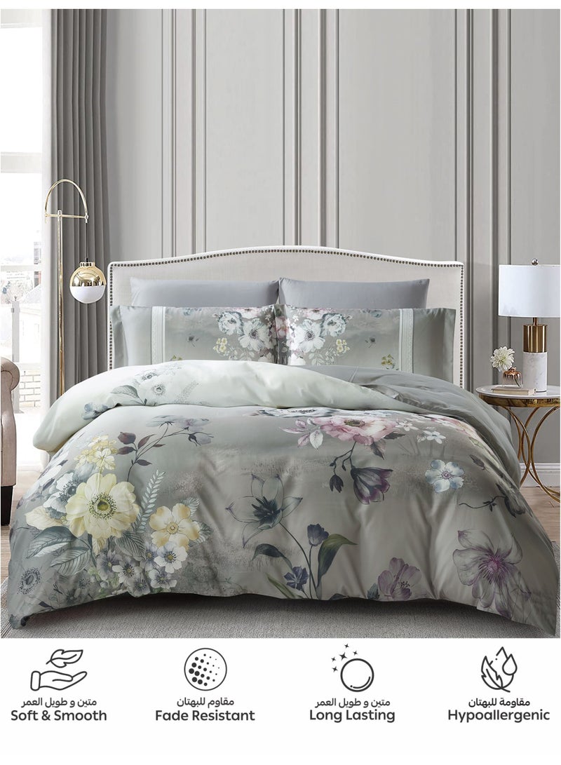 Donetella Digital Print Duvet cover Set, King Size Fits 200x200 cm - 6-Pcs Bed Set, ,Emirate Collection, Microfiber - 1 Duvet Cover, 1 Fitted Sheet, 2 Pillow Shams, 2 Pillowcases (Filler Not Include) - Image 5