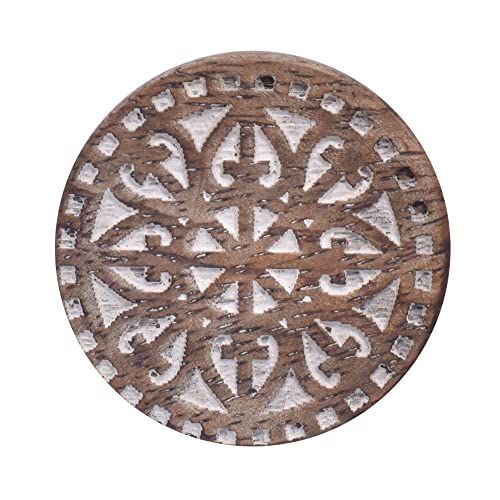 Indian-Shelf 2 Pieces Brown White Drawer Knobs Boho Wood Cabinet Knobs Decorative Drawer Pulls Unique Dresser Knobs Wooden Kitchen Handles Modern Door Hardware Single Hole - Image 4