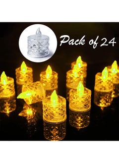 Yoawllty 24 Packs Flameless Votive Candles,Flameless Flickering Electric Fake Candle,Battery Operated LED Tea Lights in Warm White for Wedding and Table  - Image 1