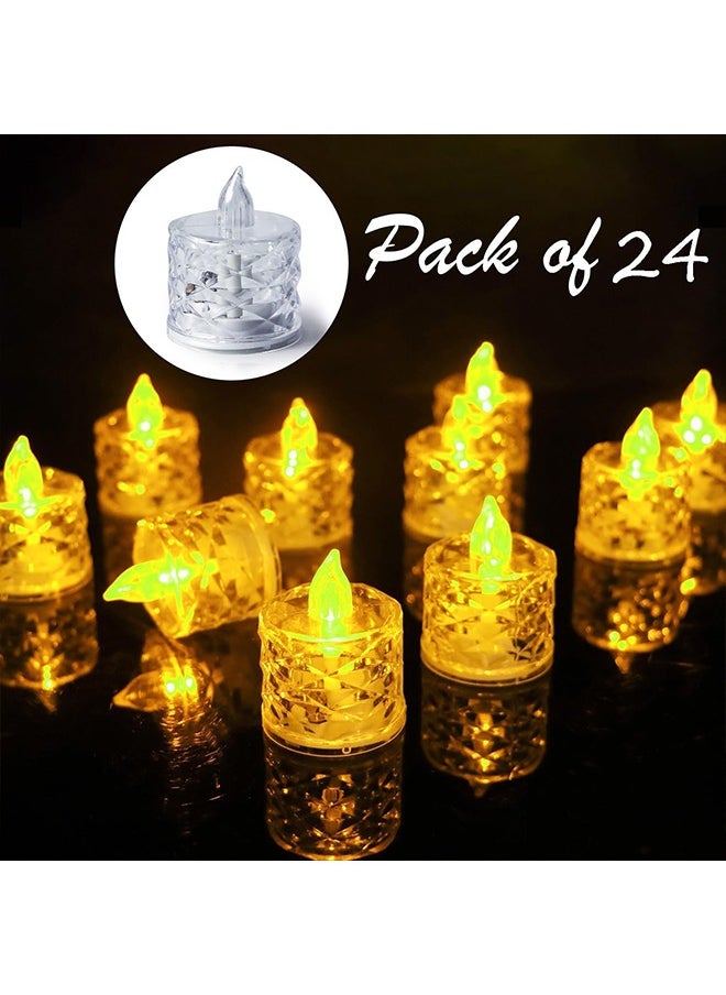 Yoawllty 24 Packs Flameless Votive Candles,Flameless Flickering Electric Fake Candle,Battery Operated LED Tea Lights in Warm White for Wedding and Table  - Image 1