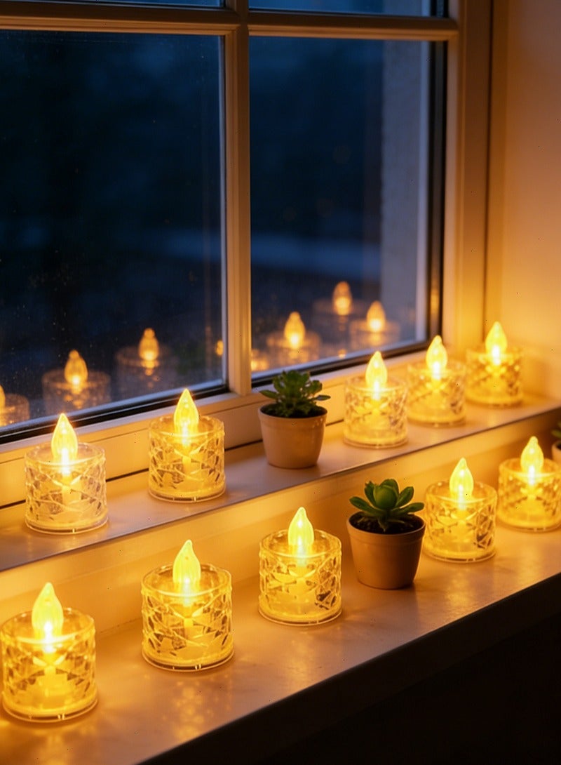 Yoawllty Ramadan Lights, 24 Packs Flameless Votive Candles, Flameless Flickering Electric Fake Candle, Battery Operated LED Lights in Warm White for Ramadan Decoration - Image 2