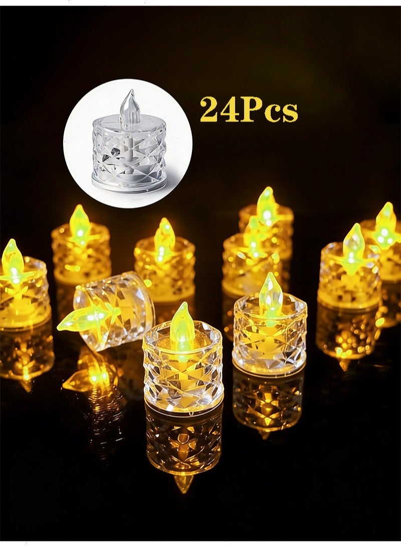 Yoawllty Ramadan Lights, 24 Packs Flameless Votive Candles, Flameless Flickering Electric Fake Candle, Battery Operated LED Lights in Warm White for Ramadan Decoration - Image 1