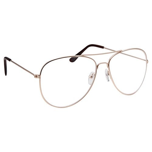 grinderPUNCH Classic Men's Or Women's Fashion Gold Aviator Glasses (3 Sizes) - LARGE - Image 1