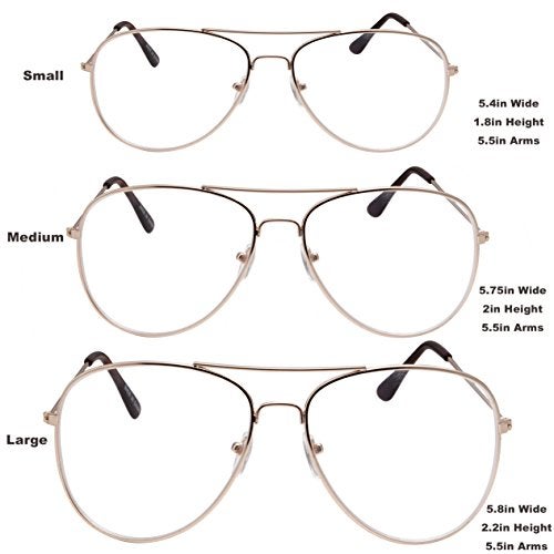grinderPUNCH Classic Men's Or Women's Fashion Gold Aviator Glasses (3 Sizes) - LARGE - Image 4
