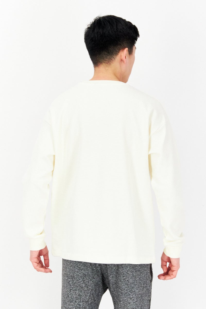 FILA Men Oversized Fit Long Sleeve Training Sweatshirt, Ivory - Image 4