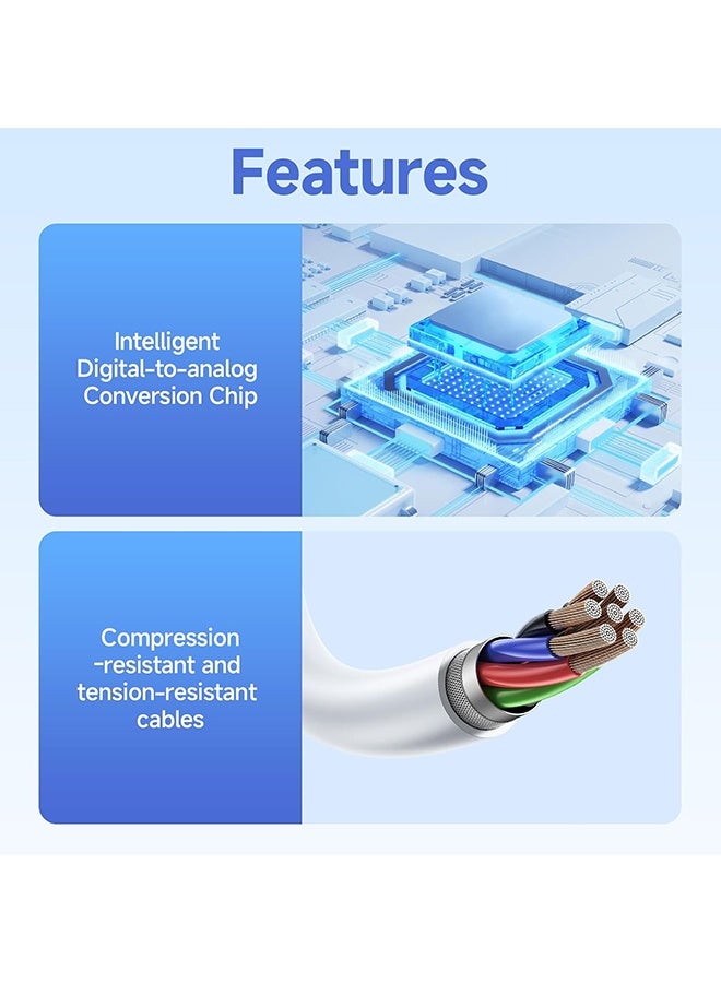 Wffo 2 in 1 Dual USB C Headphone and Charger - New Audio Charger Adapter DAC Type C Aux Earphone Splitter Compatible With Apple iPad Pro Galaxy S25 Ultra S10 Lite Note10 A90 Z Flip Tab S6 Huawei P30 - Support Call+Charging - White - Image 4