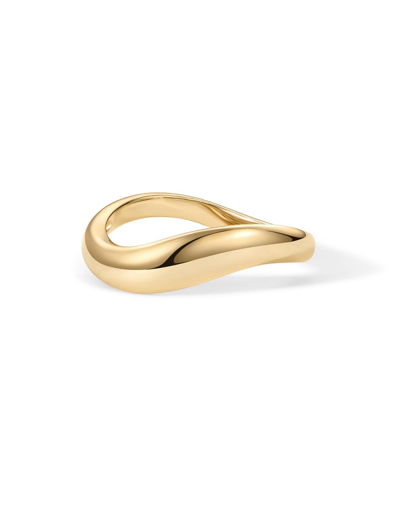 PAVOI 14K Yellow Gold Plated Wavy Stackable Ring for Women | Twisted Wave Band | Delicate Eternity Rings | Size 7 - Image 1