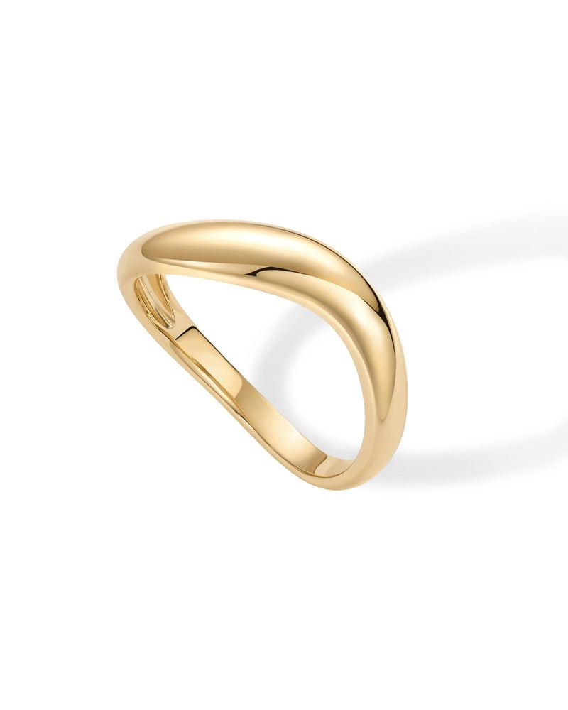 PAVOI 14K Yellow Gold Plated Wavy Stackable Ring for Women | Twisted Wave Band | Delicate Eternity Rings | Size 7 - Image 3